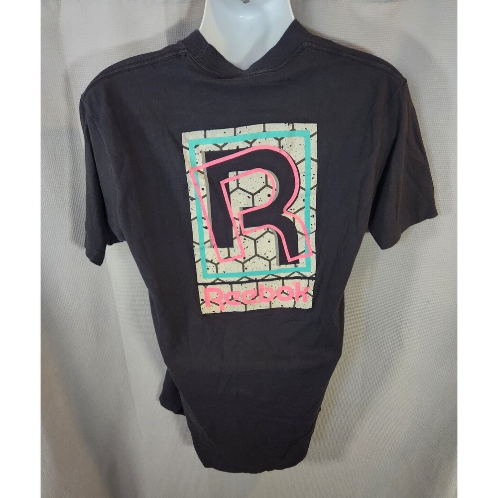 VINTAGE Reebok Sport Shirt Men‎ XL Black Double Sided Single Stitch Adult